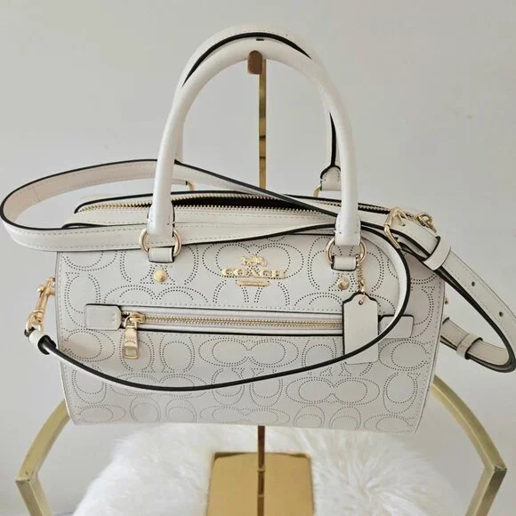 Coach Rowan Satchel/Crossbody Bag Chalk/Gold (LIKE NEW!) - Picture 2 of 13